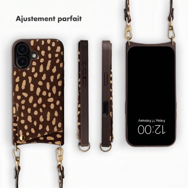 Selencia Nova coque arrière en cuir véritable avec porte-cartes Apple iPhone 16 - Fawn Chic