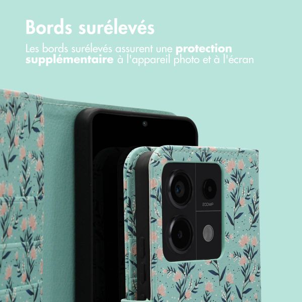 imoshion Étui de télephone portefeuille Design Xiaomi Redmi Note 13 Pro (5G) / Poco X6 - Blue Flowers