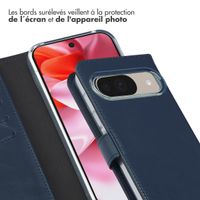 Selencia Étui portefeuille en cuir véritable Google Pixel 10 / 10 Pro - Bleu