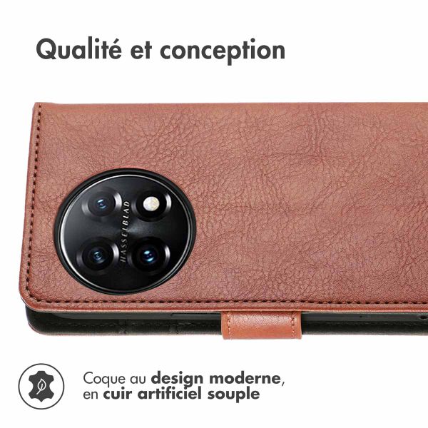 imoshion Étui de télephone portefeuille de luxe OnePlus 11 - Marron