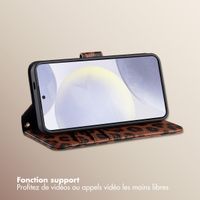 Selencia Étui de télephone portefeuille imprimé léopard Sabi Samsung Galaxy S25 / S24 - Mocha Brown