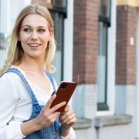 Selencia Étui portefeuille en cuir véritable Samsung Galaxy A42 - Marron clair