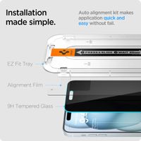 Spigen Protection d'écran en verre trempé GLAStR Privacy Applicator - lot de 2 Apple iPhone 16 Plus / 15 Plus