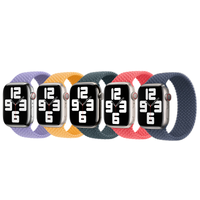 Apple 5 Pack Bracelet Solo tressé Apple Watch | 44/45/46/49 mm - Taille 5 - Lavender/ Maize/ Lake Green/ Guave/ Storm Blue