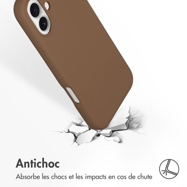 Accezz Coque Liquid Silicone avec MagSafe Apple iPhone 16 Plus - Marron clair
