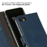 Selencia Étui portefeuille en cuir véritable Apple iPhone SE (2022 / 2020) / 8 / 7 / 6(s) - Bleu