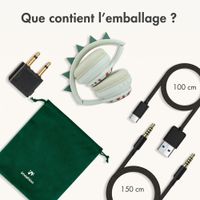imoshion Casque sans fil pour enfants Dino LED Light - Limiteur de décibels - Avec câble AUX - Brown / Orange
