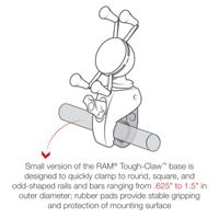 RAM Mounts Support de téléphone X-Grip® Tough-claw pour vélo / scooter / moto - Rotation à 360° - Universel - Petit - Noir
