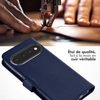 Selencia Étui portefeuille en cuir véritable Google Pixel 11 / 11 Pro - Bleu foncé