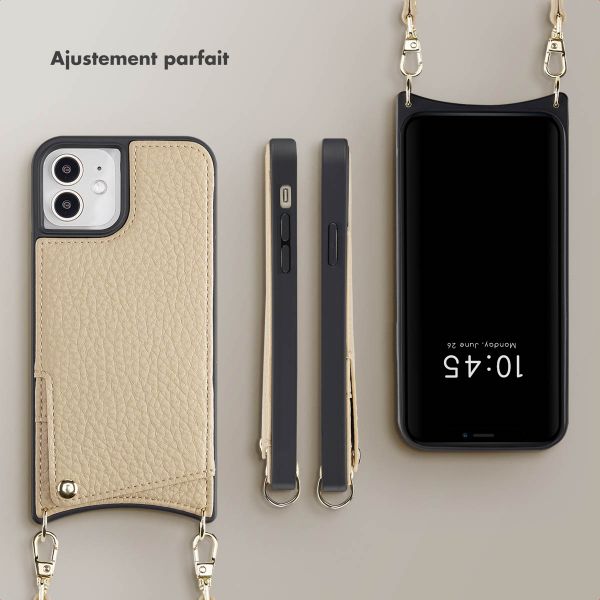 Selencia Coque de télephone Nova avec cordon et porte-cartes Apple iPhone 12 (Pro) - Beige