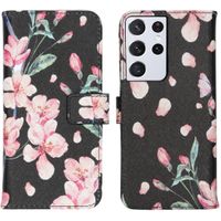 imoshion Design Softcase Bookcase Samsung Galaxy S21 Ultra - Blossom Watercolor Black