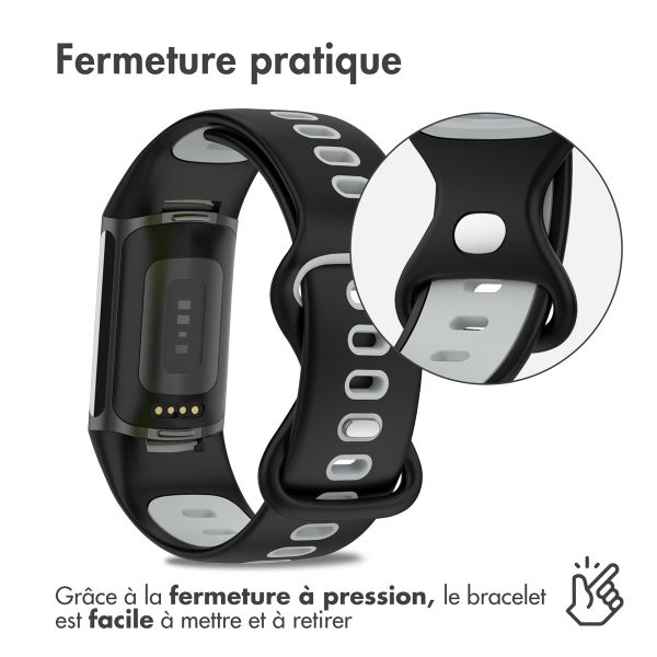 imoshion Bracelet Sport⁺ en silicone Fitbit Charge 5 / 6 - Black / Grey