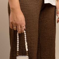 Selencia Ensemble de cordons pour téléphone avec perles et coquillages - Midnight Black