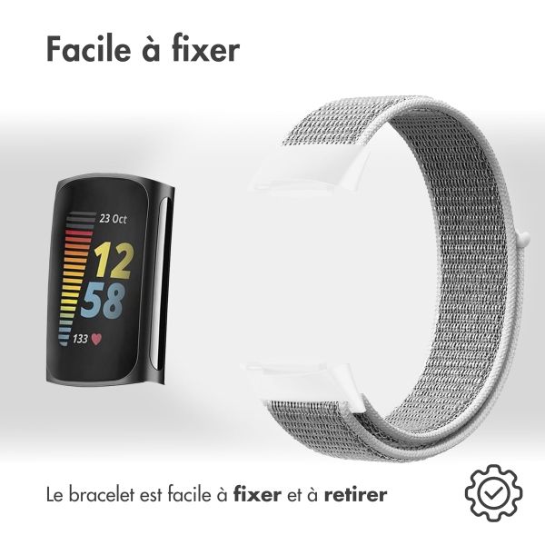 imoshion Bracelet en nylon Fitbit Charge 5 - Taille S - Gris clair