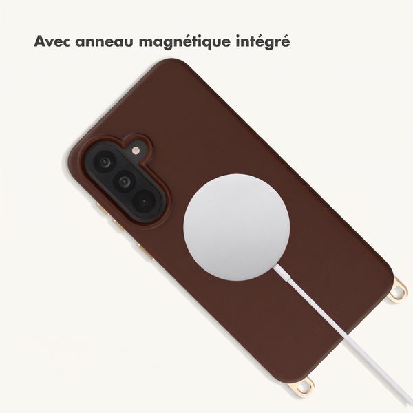 Selencia Coque arrière Rivièra avec MagSafe avec crochets amovibles Samsung Galaxy A36 / A56 - Choco Brown