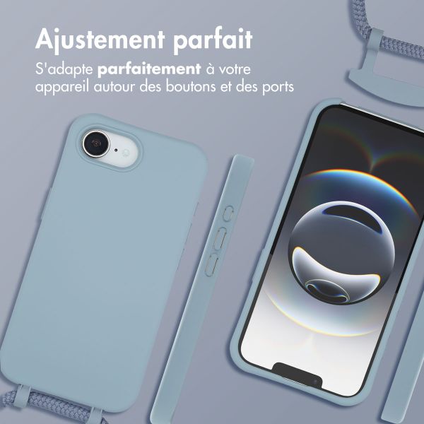 imoshion Coque arrière Color avec cordon amovible et MagSafe Apple iPhone 17e / 16e - Ash Blue