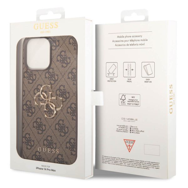 Guess Coque 4G Metal Logo Backcover Apple iPhone 15 Pro Max - Marron