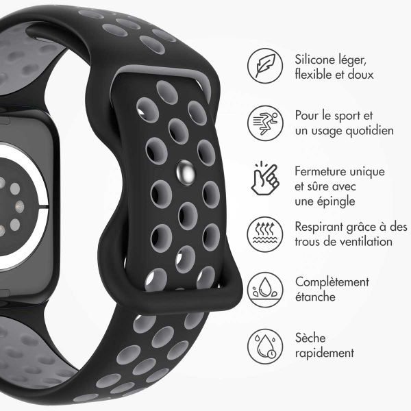 imoshion Bracelet Sport⁺ en silicone Apple Watch | 38/40/41/42 mm - Taille M/L - Black / Grey