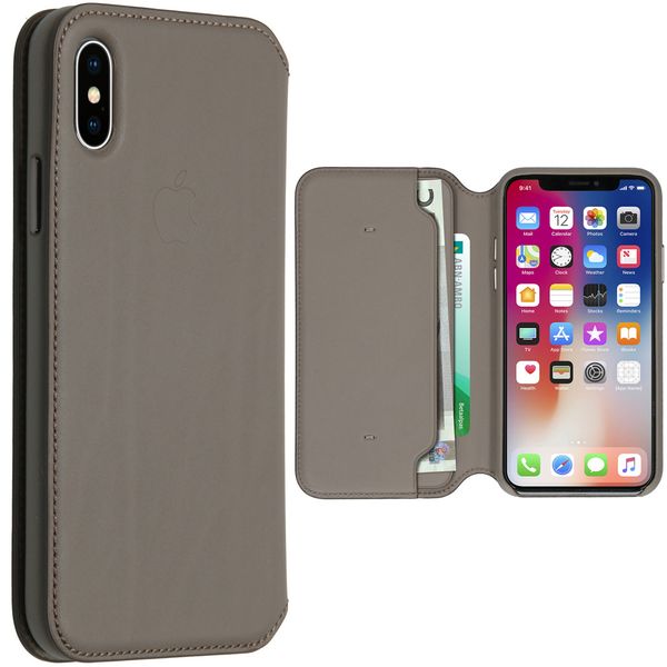 Apple Étui de télephone portefeuille Leather Folio Apple iPhone X / Xs - Taupe