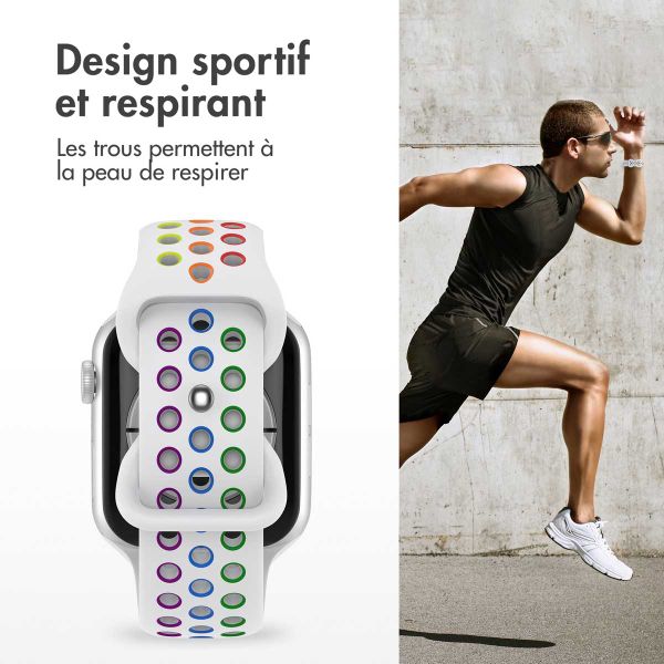 imoshion Bracelet Sport⁺ en silicone Apple Watch | 38/40/41/42 mm - Taille M/L - White Rainbow