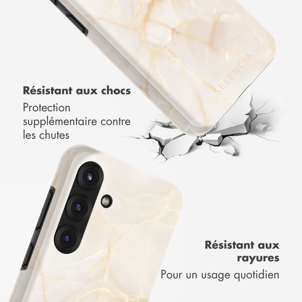 Selencia Coque arrière Vivid Samsung Galaxy S25 - Golden Beige Marble