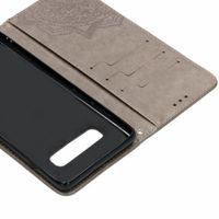 Etui de télephone portefeuille Mandala Samsung Galaxy S10 Plus - Gris