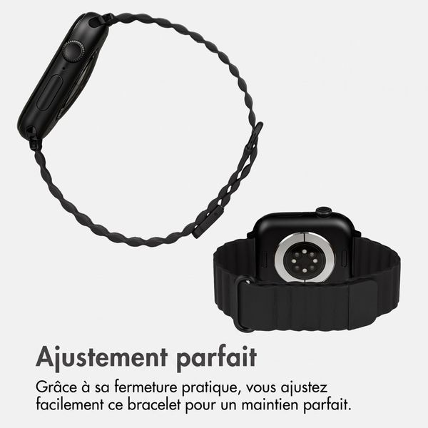 imoshion Bracelet magnétique en cuir synthétique Apple Watch | 44/45/46/49 mm - Noir