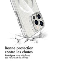 imoshion Coque arrière transparente Pailletée avec MagSafe Apple iPhone 16 Pro Max - Argent