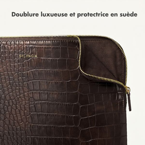 Selencia Pochette ordinateur Croco 13 pouces - Choco Brown