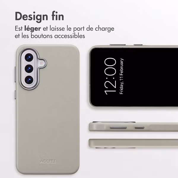 Accezz Coque arrière en cuir avec MagSafe Samsung Galaxy A57 (5G) - Light Grey