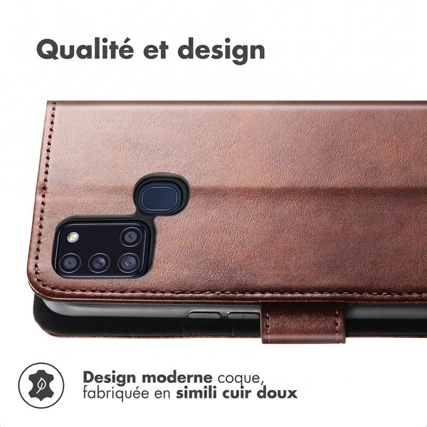 imoshion Étui de télephone portefeuille de luxe Samsung Galaxy A21s - Marron foncé