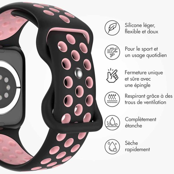 imoshion Bracelet Sport⁺ en silicone Apple Watch | 38/40/41/42 mm - Taille S/M - Black & Pink