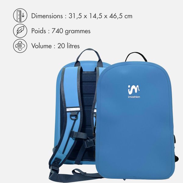 imoshion Sac à dos Hermétique et Étanche 20L - Grand - Bleu doux