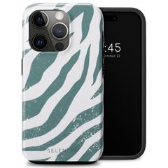 Selencia Coque arrière Vivid Apple iPhone 15 Pro - Colorful Zebra Pine Blue