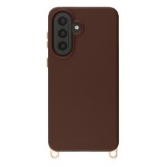 Selencia Coque arrière Rivièra avec MagSafe avec crochets amovibles Samsung Galaxy A57 (5G) - Choco Brown