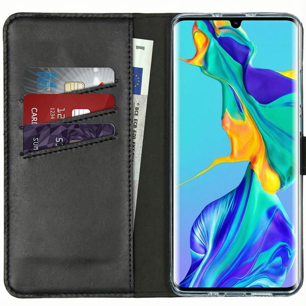 Selencia Étui portefeuille en cuir véritable Huawei P30 Pro - Noir