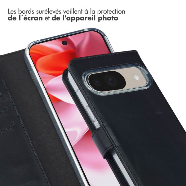 Selencia Étui portefeuille en cuir véritable Google Pixel 10 / 10 Pro - Noir