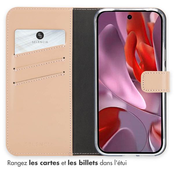 Selencia Étui portefeuille en cuir véritable Google Pixel 9A - Dusty Pink