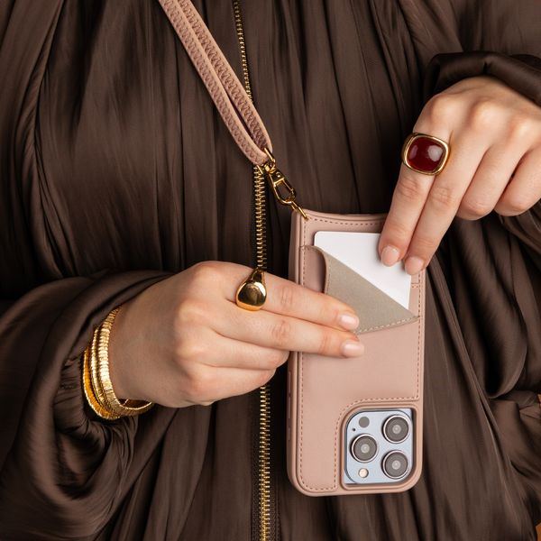 Selencia Coque de télephone Nova avec cordon et porte-cartes Apple iPhone 16 - Dusty Rose