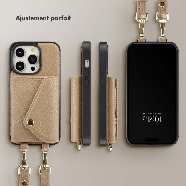 Selencia Coque de télephone Sera avec cordon et porte-cartes enveloppe Apple iPhone 14 Pro - Taupe