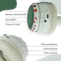 imoshion Casque sans fil pour enfants Dino LED Light - Limiteur de décibels - Avec câble AUX - Brown / Orange