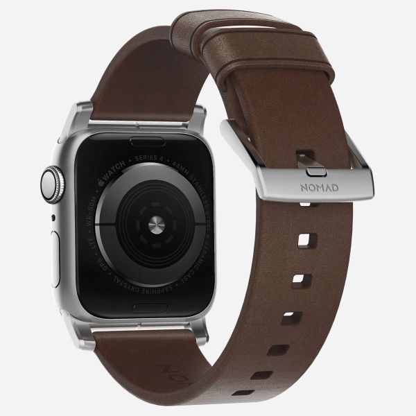 Nomad Bracelet moderne en cuir Apple Watch | 38/40/41/42 mm - Brown / Silver