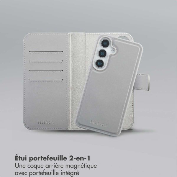 Selencia Étui portefeuille amovible Olyn avec MagSafe Samsung Galaxy S25 / S24 - Gris