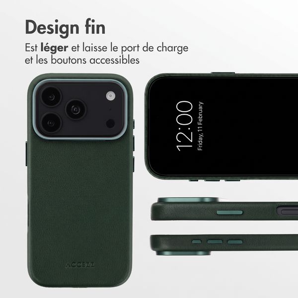 Accezz Coque arrière en cuir avec MagSafe Apple iPhone 18 Pro / 17 Pro - Cedar Green