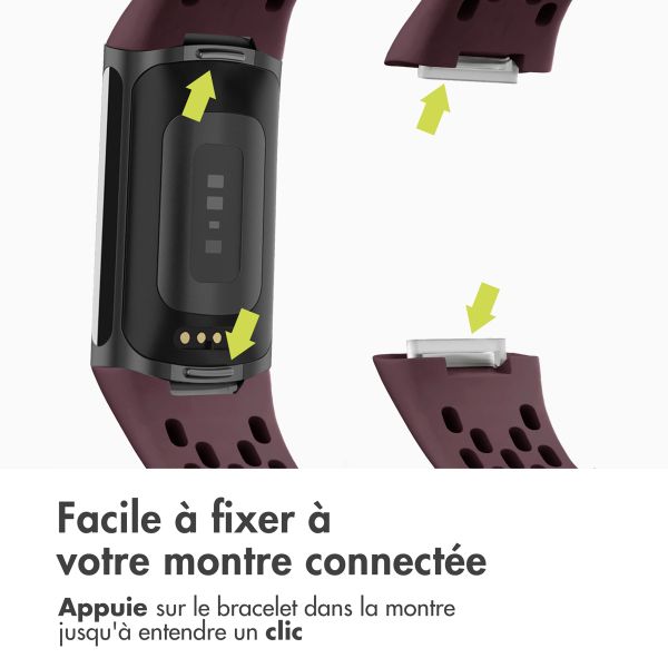 imoshion Bracelet sport en silicone avec boucle Fitbit Charge 5 / 6 - Rouge foncé