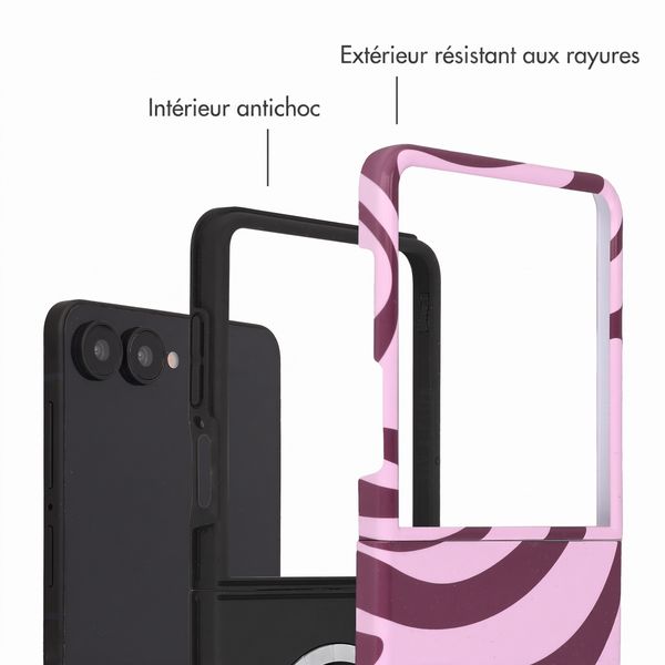Selencia Coque arrière Vivid avec MagSafe Samsung Galaxy Z Flip 8 - Wavy Swirl Pink Plum