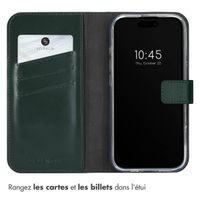 Selencia Étui portefeuille en cuir véritable Apple iPhone 16 Pro - Vert