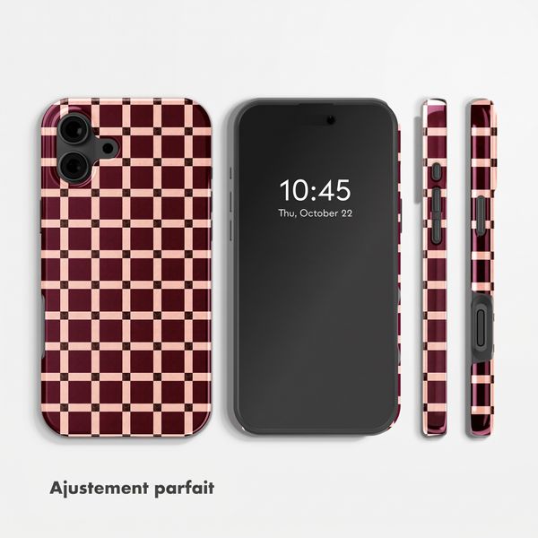 Selencia Coque arrière Vivid avec MagSafe Apple iPhone 16 - Check This Burgundy