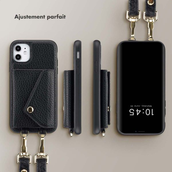 Selencia Coque de télephone Sera avec cordon et porte-cartes enveloppe Apple iPhone 11 - Noir