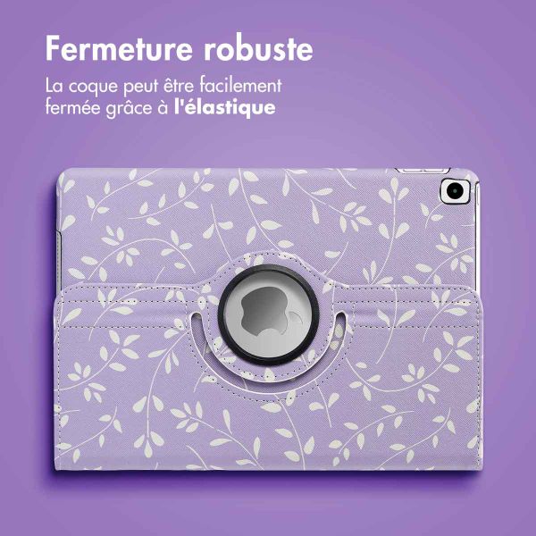imoshion Coque tablette Design rotatif à 360° Apple iPad 9 (2021) 10.2 pouces / iPad 8 (2020) 10.2 pouces / iPad 7 (2019) 10.2 pouces - Lavender Flowers
